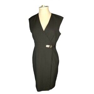 CALVIN KLEIN Women's Black Sleeveless Knee Length Sheath Dress Petites 6P